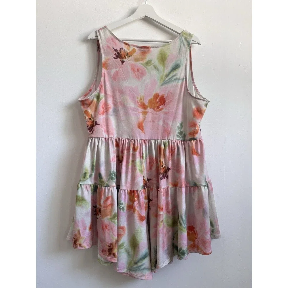 torrid Pink Floral Tiered Button-Front Jumpsuit - Picture 2 of 11